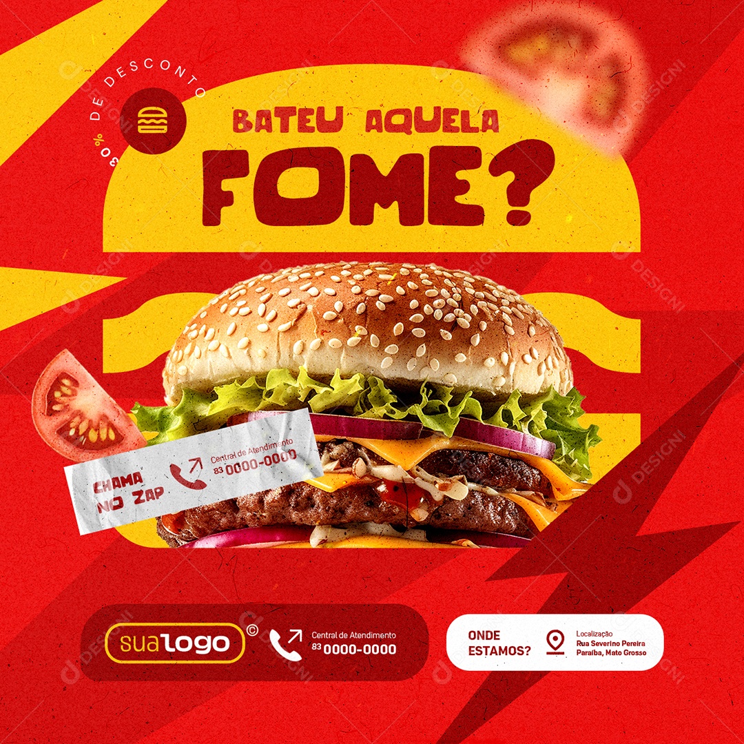 Hamburgueria Lanchão Bateu Aquela Fome Social Media PSD Editável