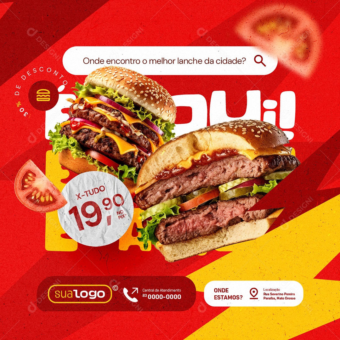 Hamburgueria Lanchão X-Tudo Social Media PSD Editável