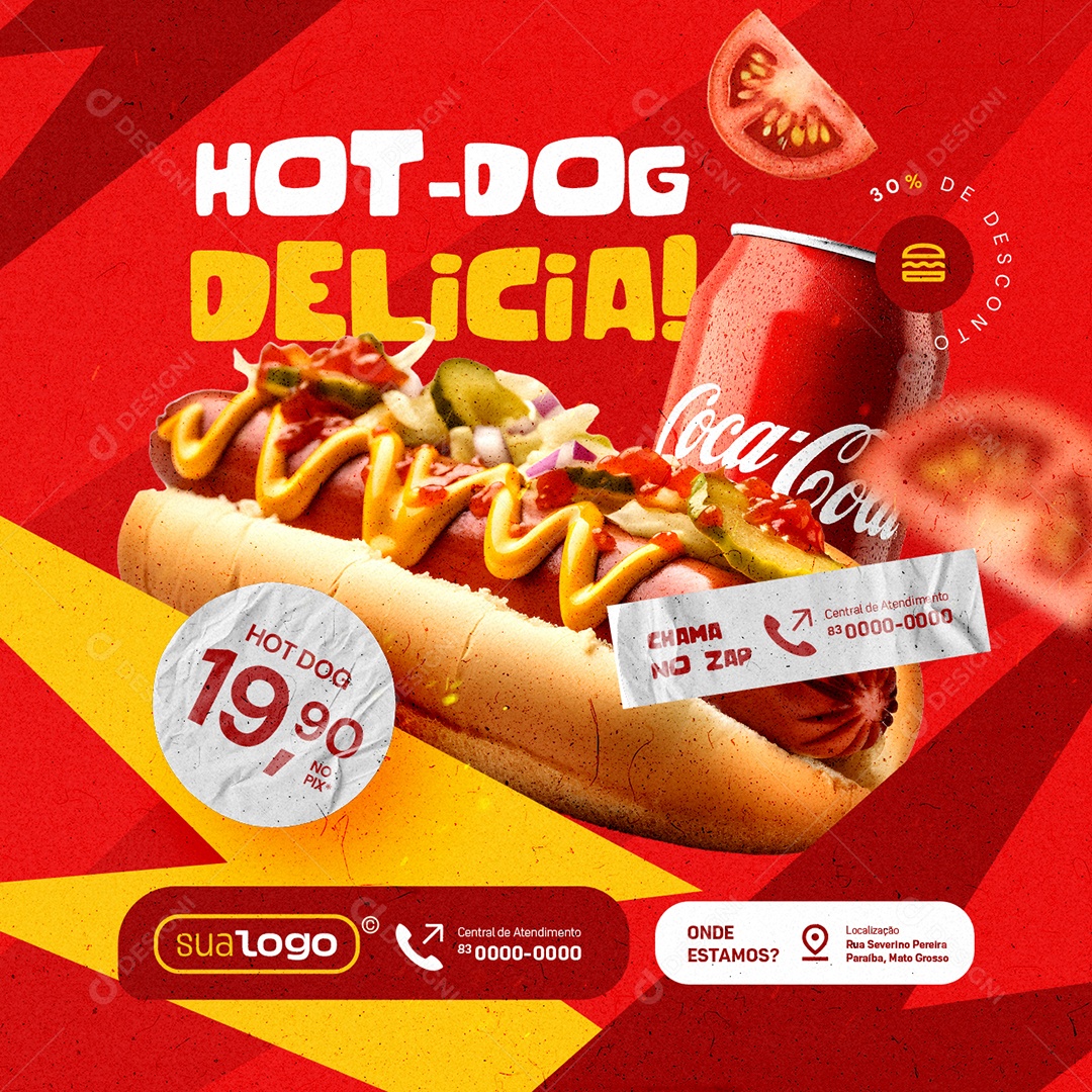 Hamburgueria Lanchão Hot Dog Delicia Social Media PSD Editável