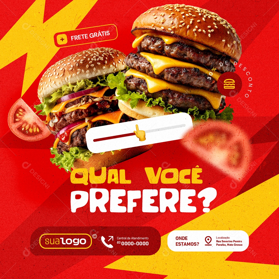 Hamburgueria Lanchão Qual Você Prefere Social Media PPD Editável