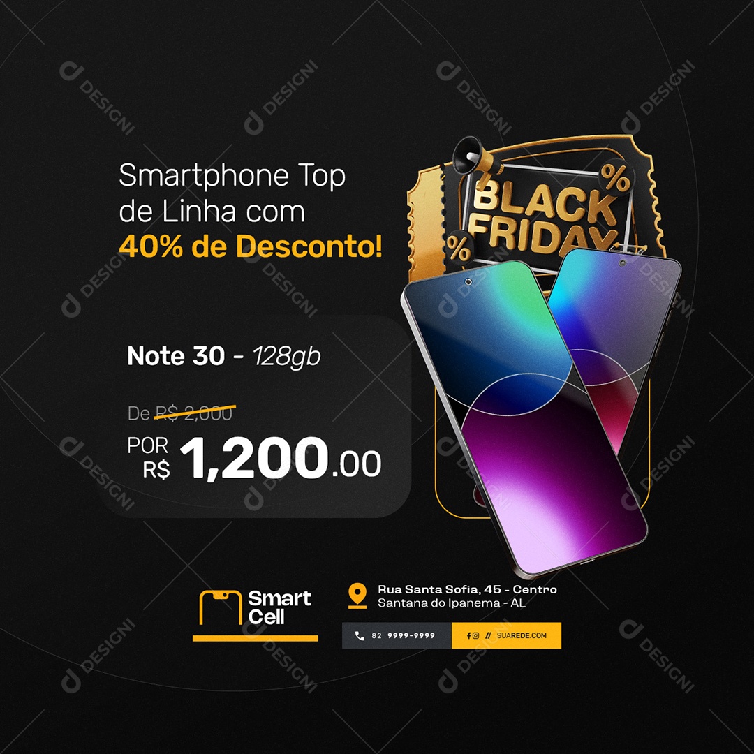 Black Friday Promocional Smartphone Top Social Media PSD Editável