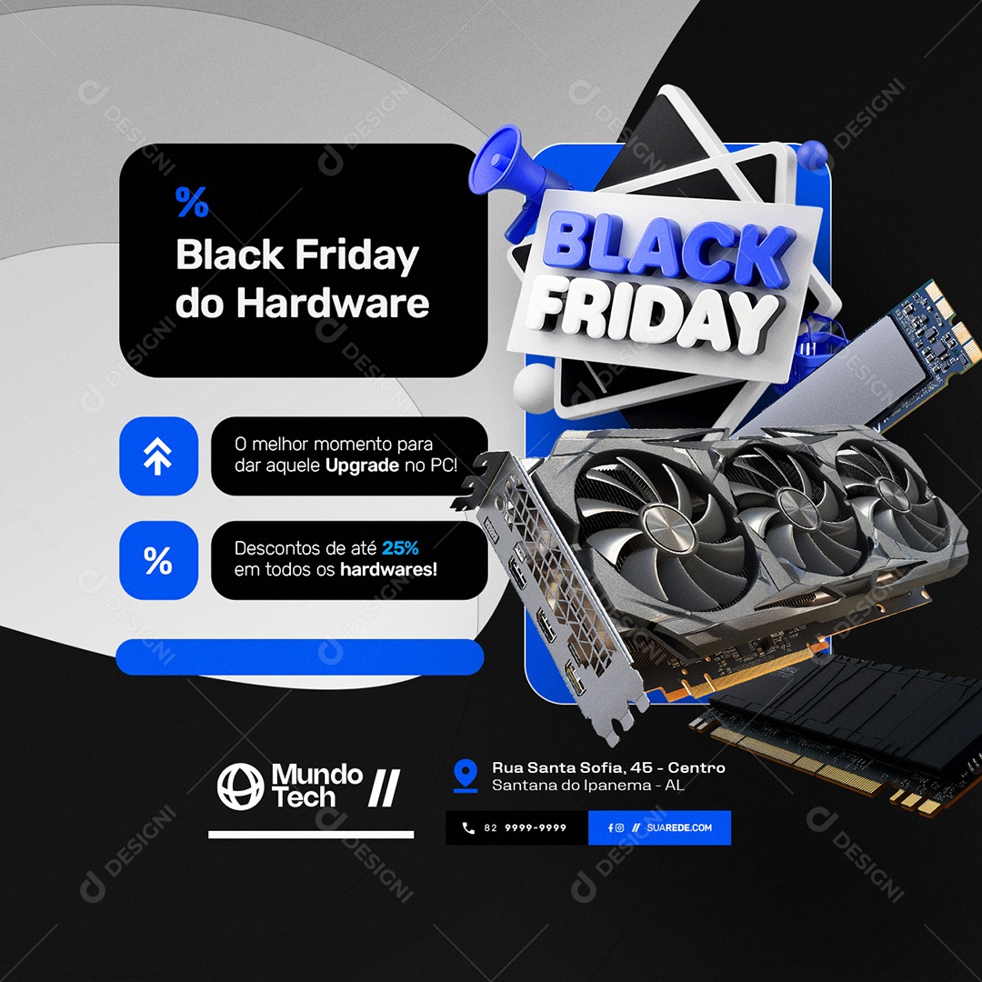 Social Media Black Friday Promocional Hardware PSD Editável