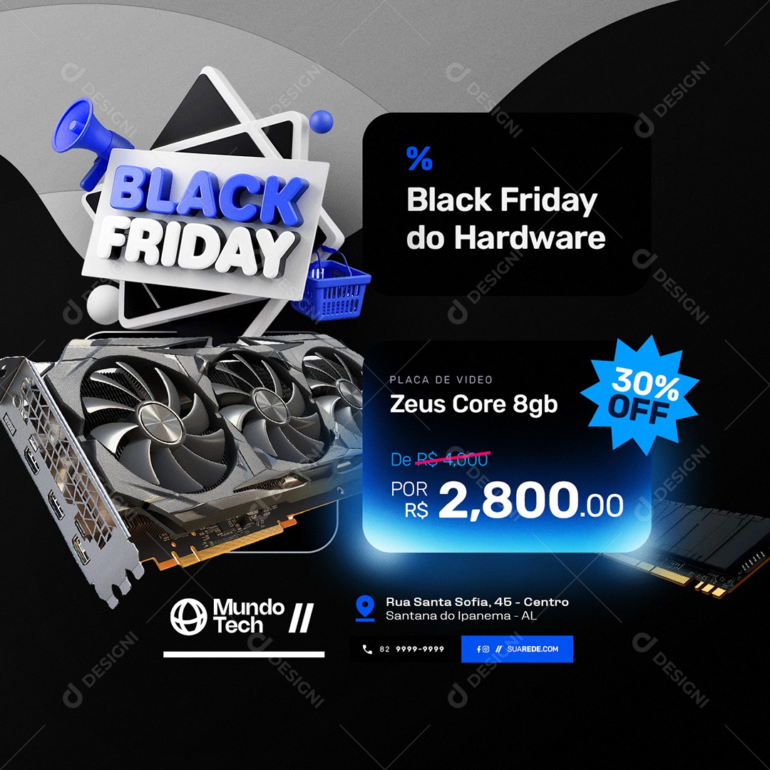 Black Friday Promocional Hardware Social Media PSD Editável