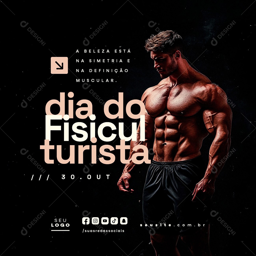 Dia do Fisiculturista 30 de Outubro Definição Muscular Social Media PSD Editável