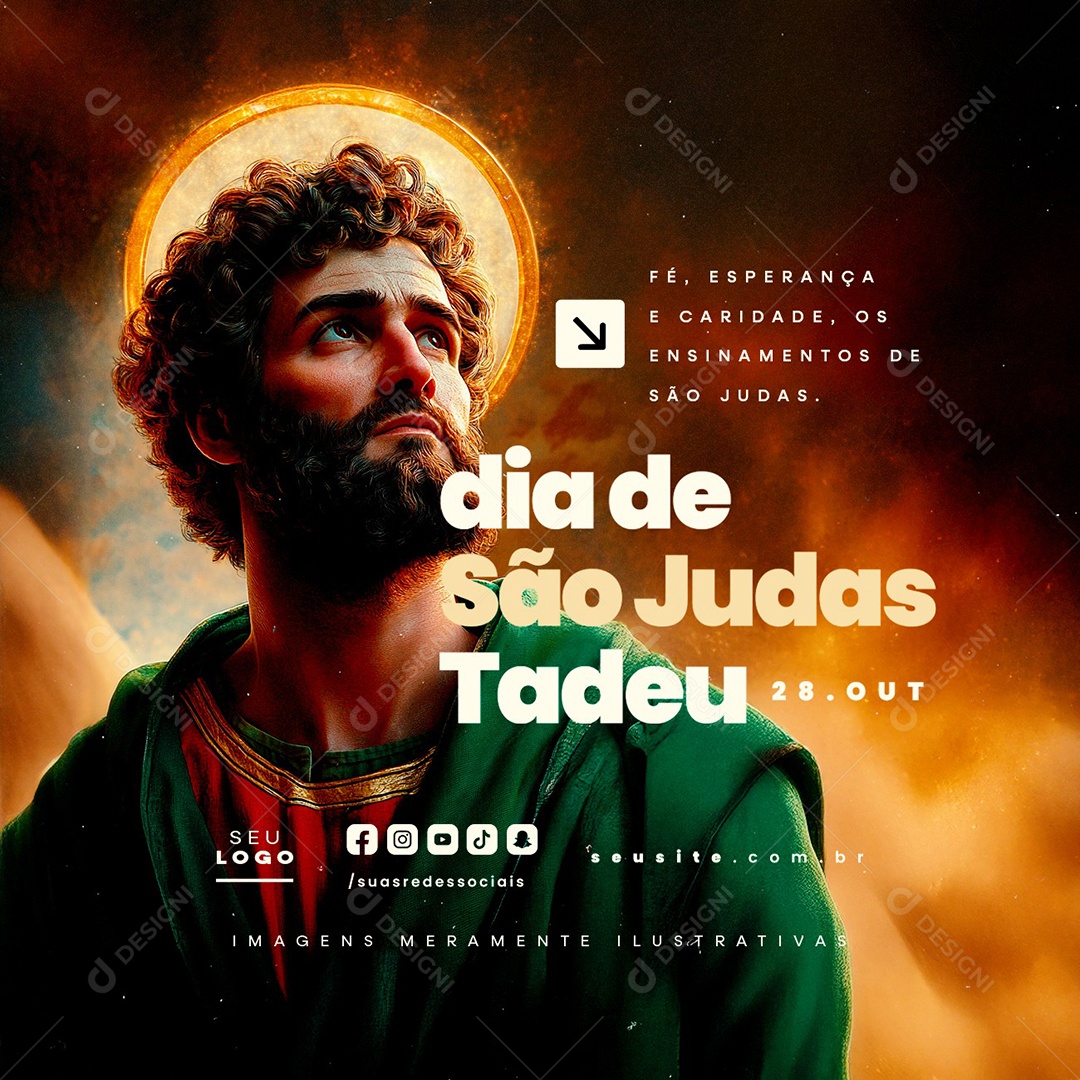 Dia de São Judas Tadeu 28 de Outubro Fé Esperança Social Media PSD Editável