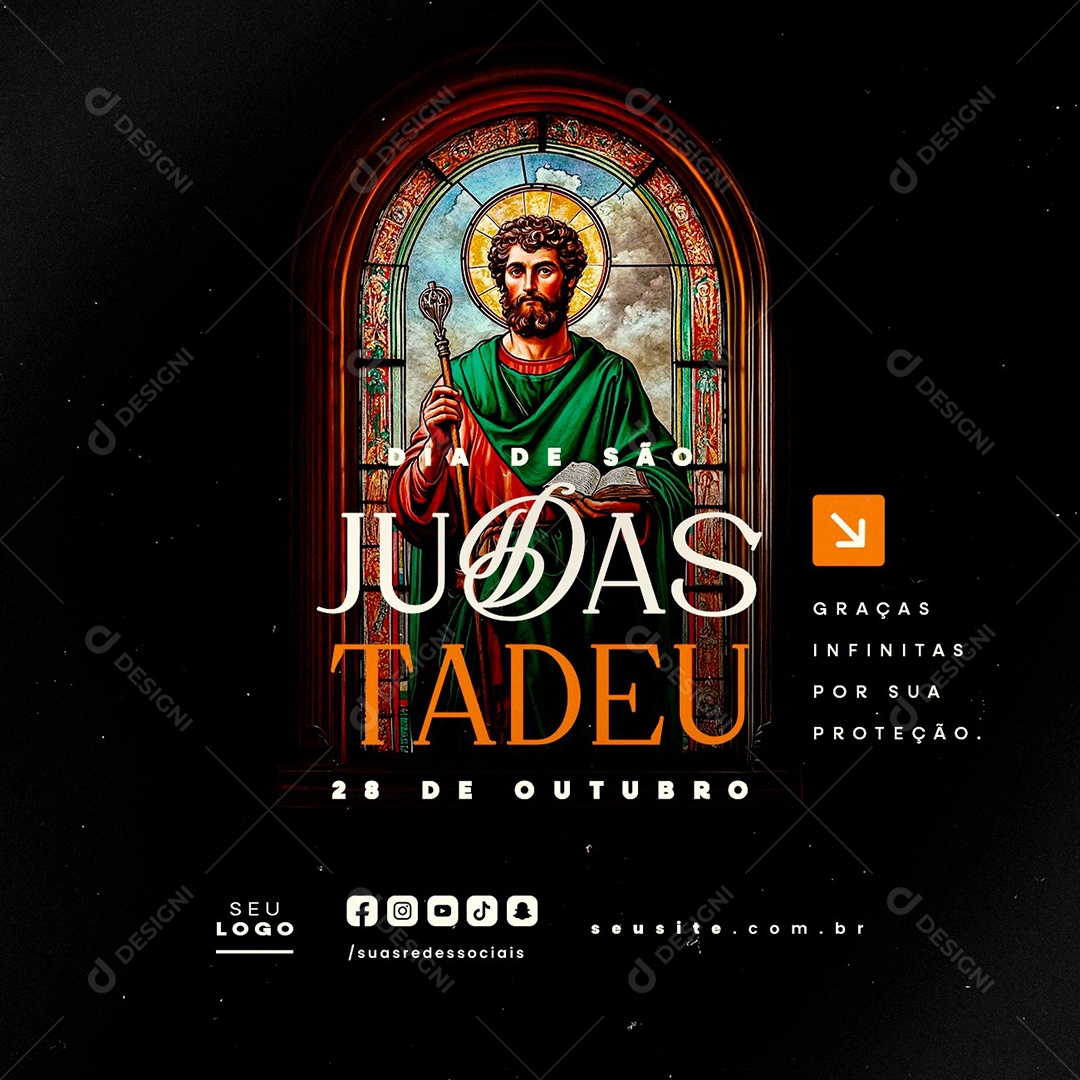 Dia de São Judas Tadeu 28 de Outubro Graças Infinitas Social Media PSD Editável