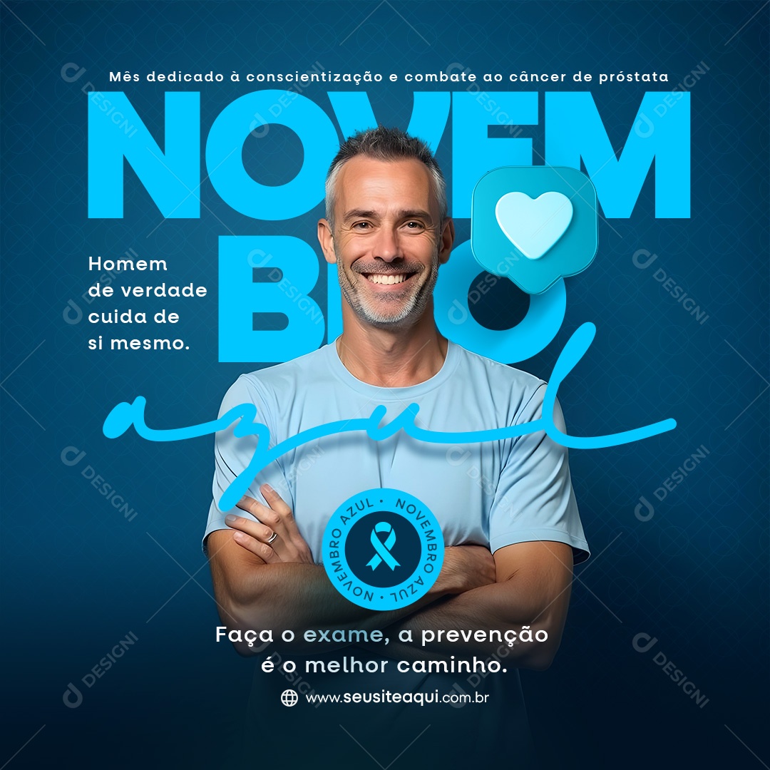 Novembro Azul Campanha de Conscientização Social Media PSD Editável