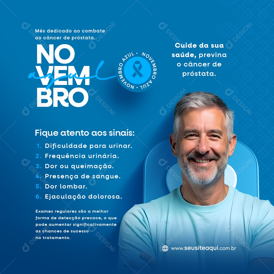 Novembro Azul Campanha de Conscientização Social Media PSD Editável