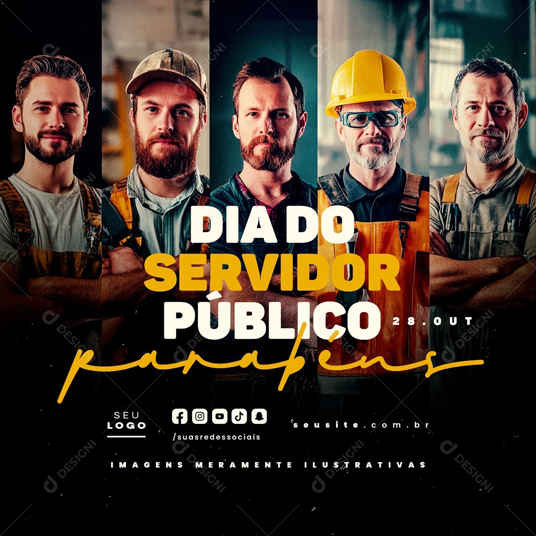 Dia do Servidor Público 28 de Outubro Parabéns Social Media PSD Editável