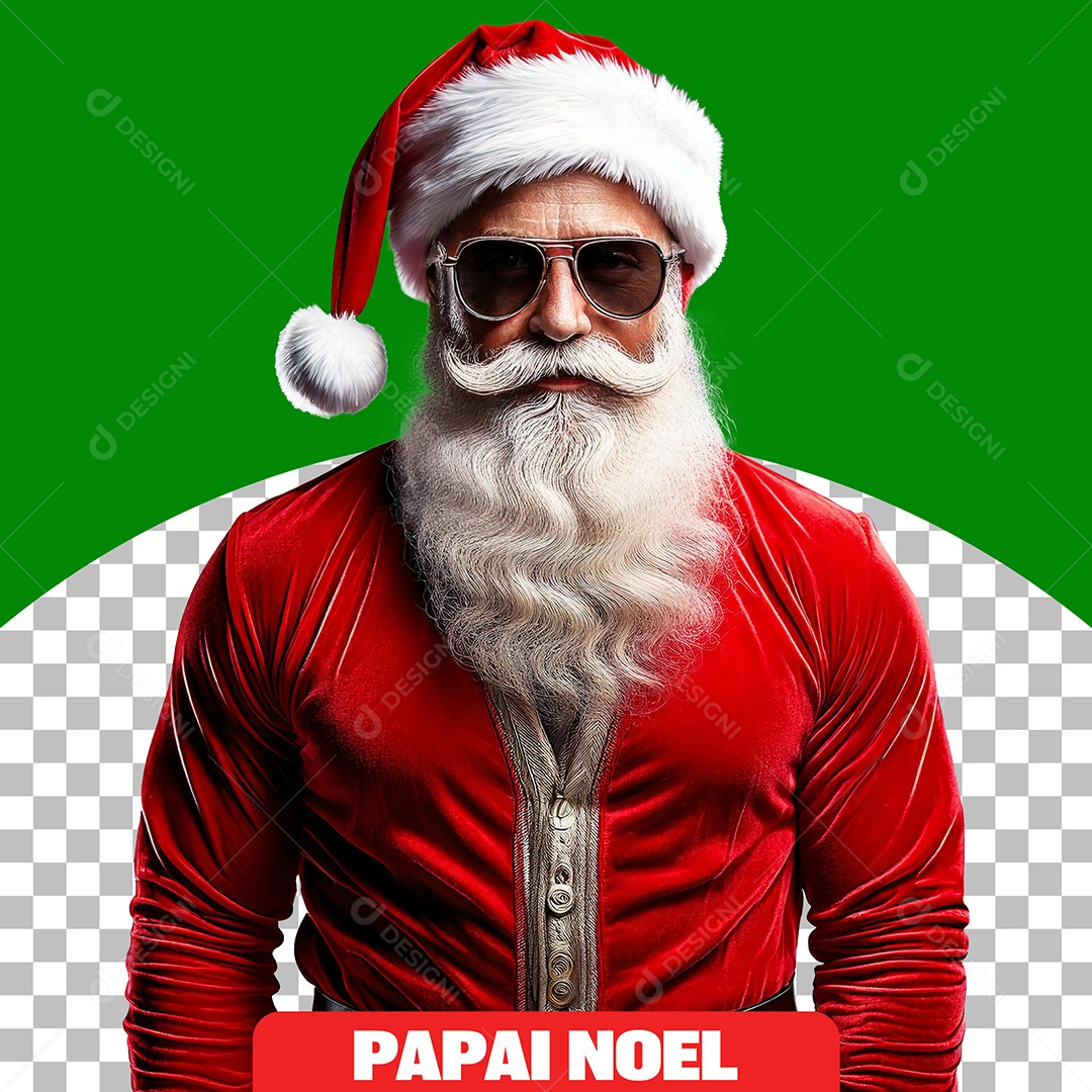 Personagem 3D de Papai Noel Malhado para Composição PSD