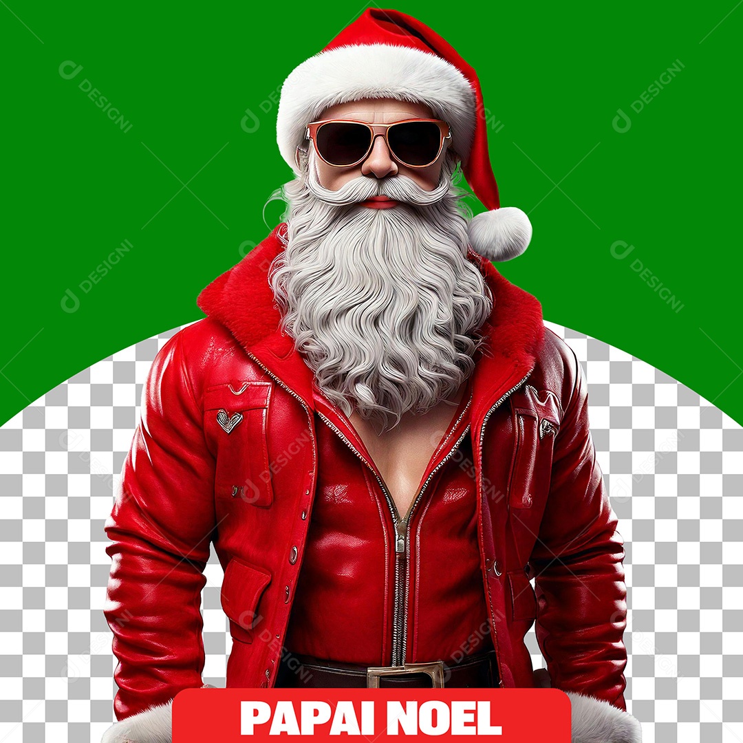 Personagem 3D de Papai Noel Malhado para Composição PSD