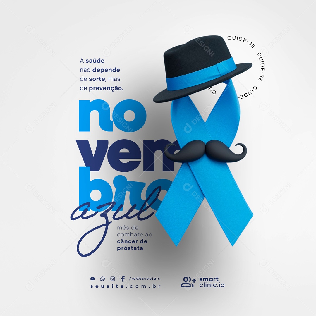 Novembro Azul A Saúde Não Depende de Sorte Social Media PSD Editável