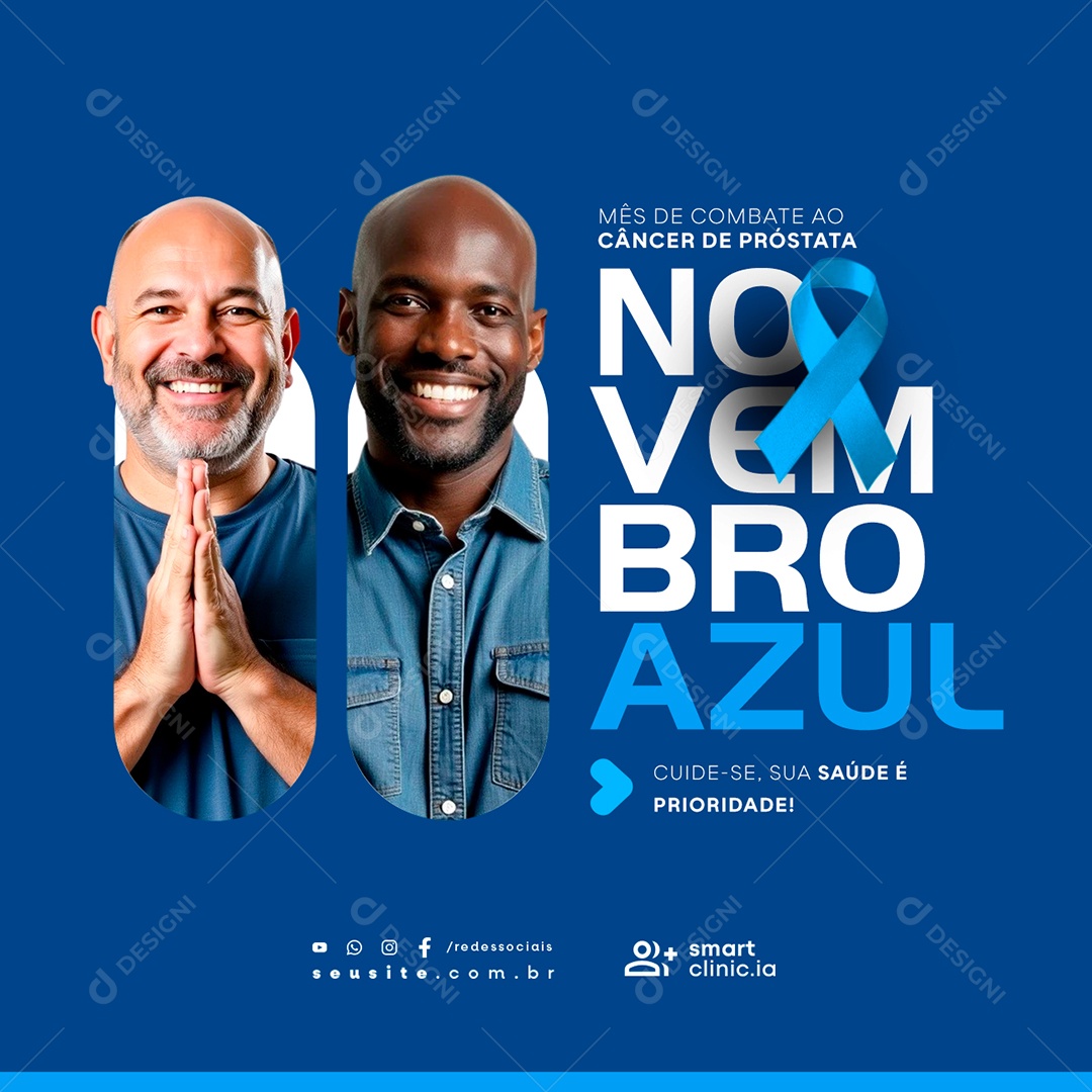 Novembro Azul Mês de Combate ao Câncer de Próstata Social Media PSD Editável