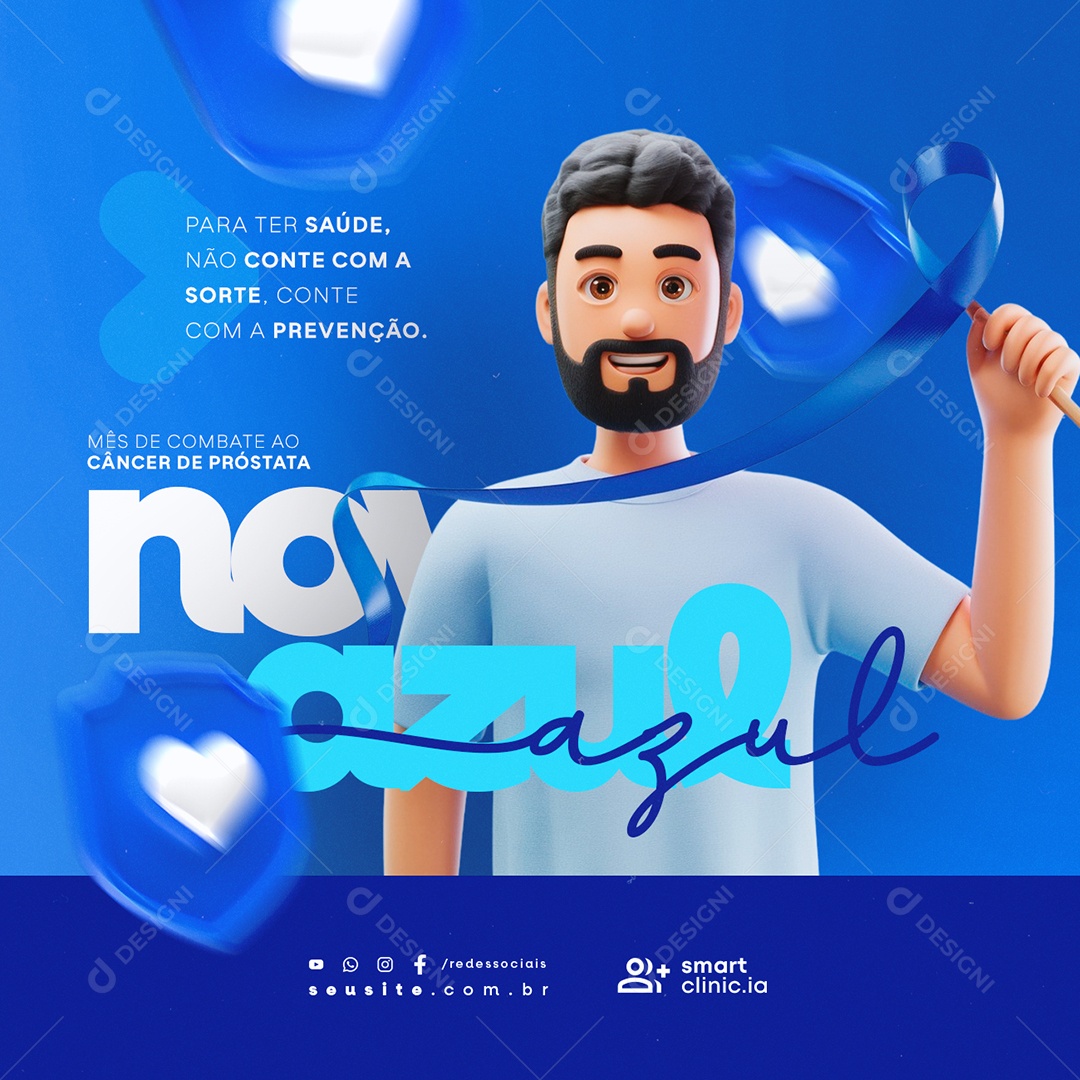 Novembro Azul Mês de Combate ao Câncer de Próstata Social Media PSD Editável