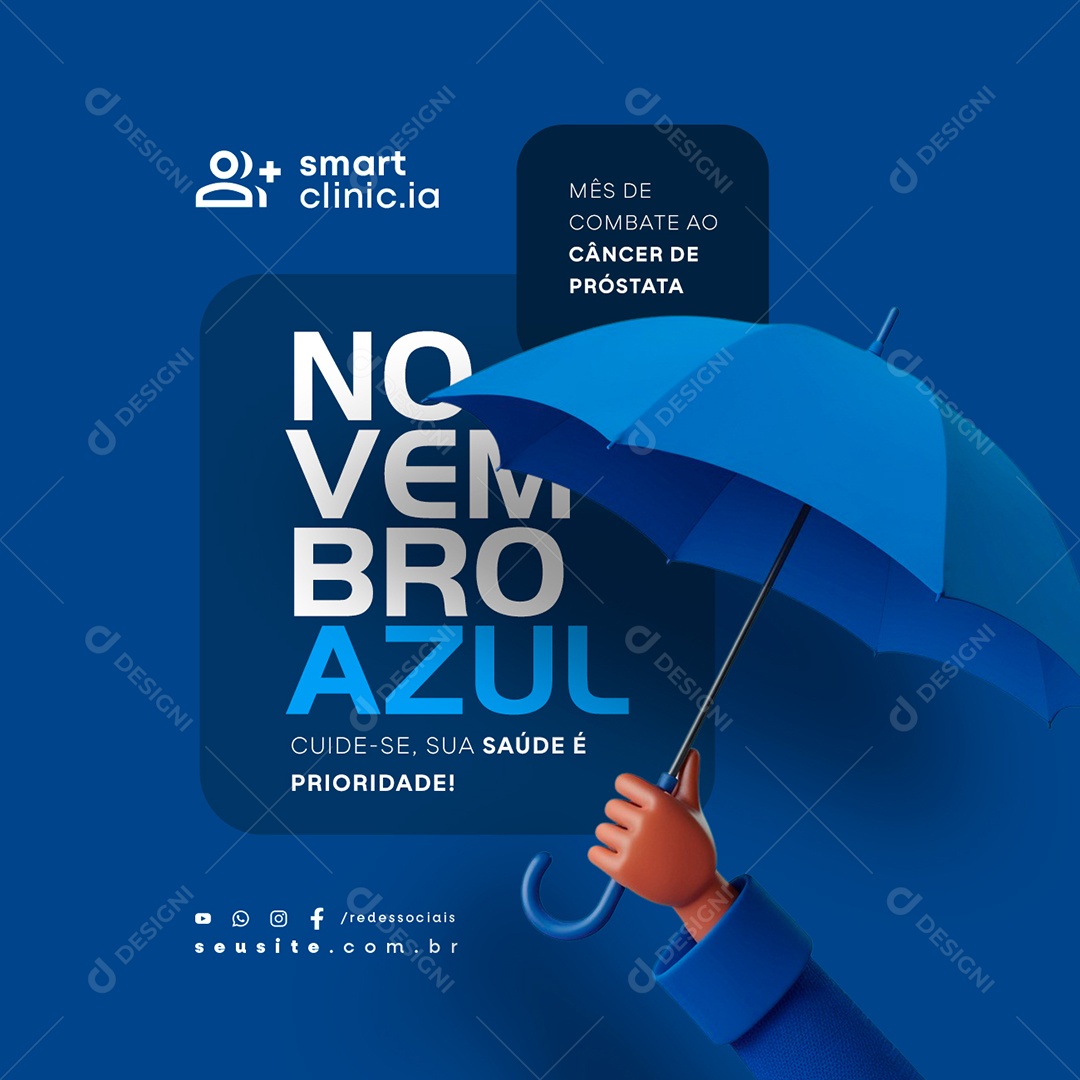 Novembro Azul Cuide-Se Sua Saúde é Prioridade Social Media PSD Editável