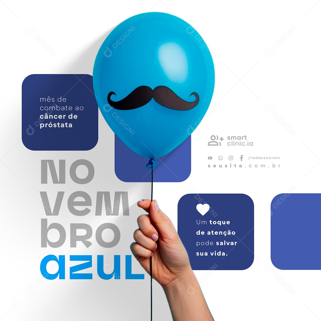 Novembro Azul Um Toque de Atenção Pode Salvar Sua Vida Social Media PSD Editável