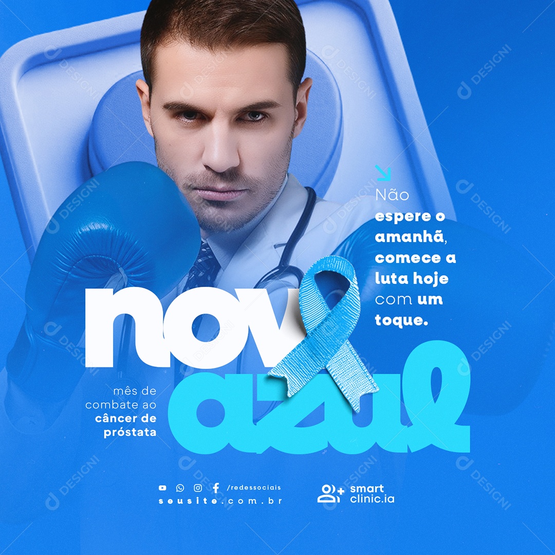 Novembro Azul Não Espere o Amanhã Social Media PSD Editável