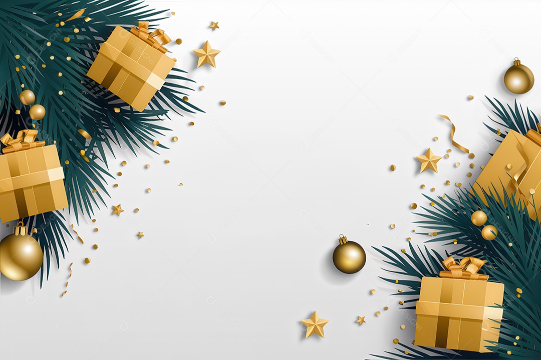 Background com enfeites natalinos para escrita de texto ano novo reveillon feliz natal.