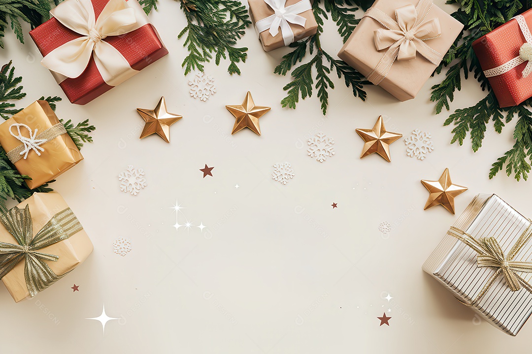 Background com enfeites natalinos para escrita de texto ano novo reveillon feliz natal.