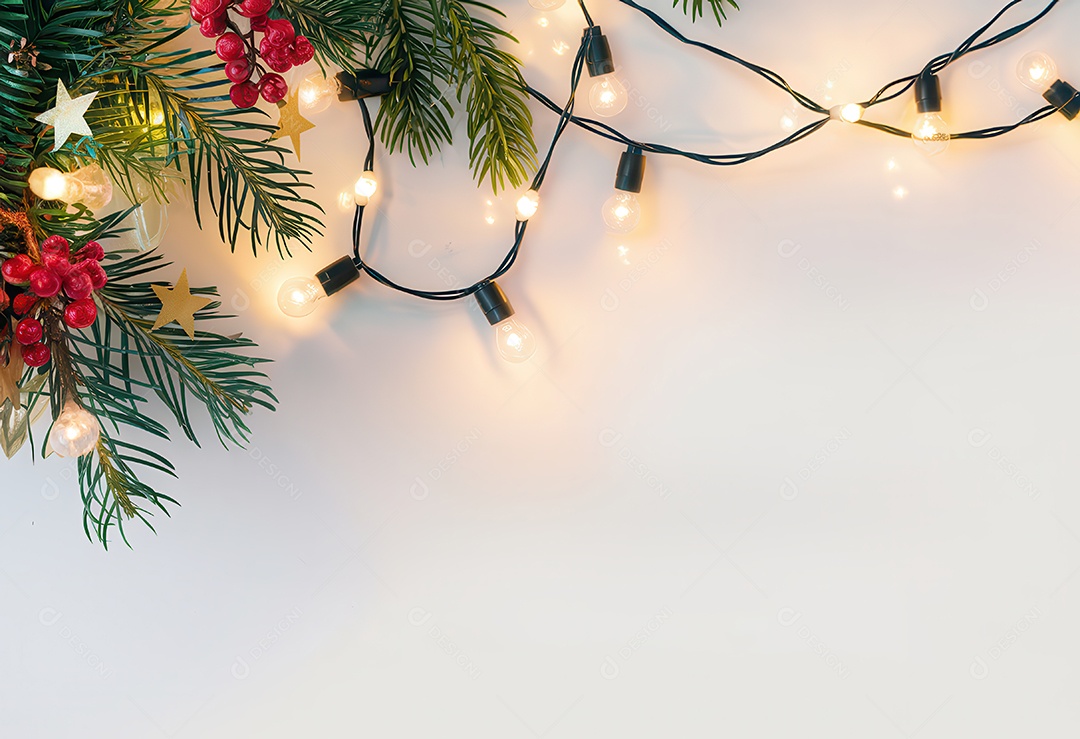 Background com enfeites natalinos para escrita de texto ano novo reveillon feliz natal.