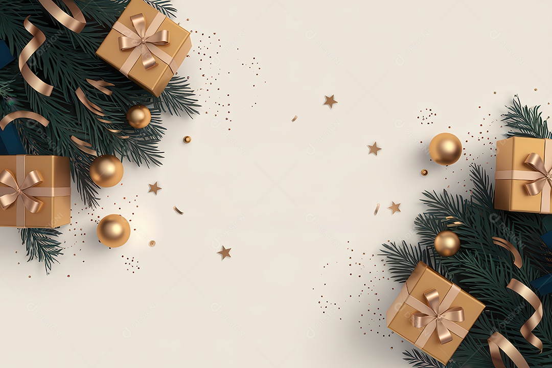 Background com enfeites natalinos para escrita de texto ano novo reveillon feliz natal.