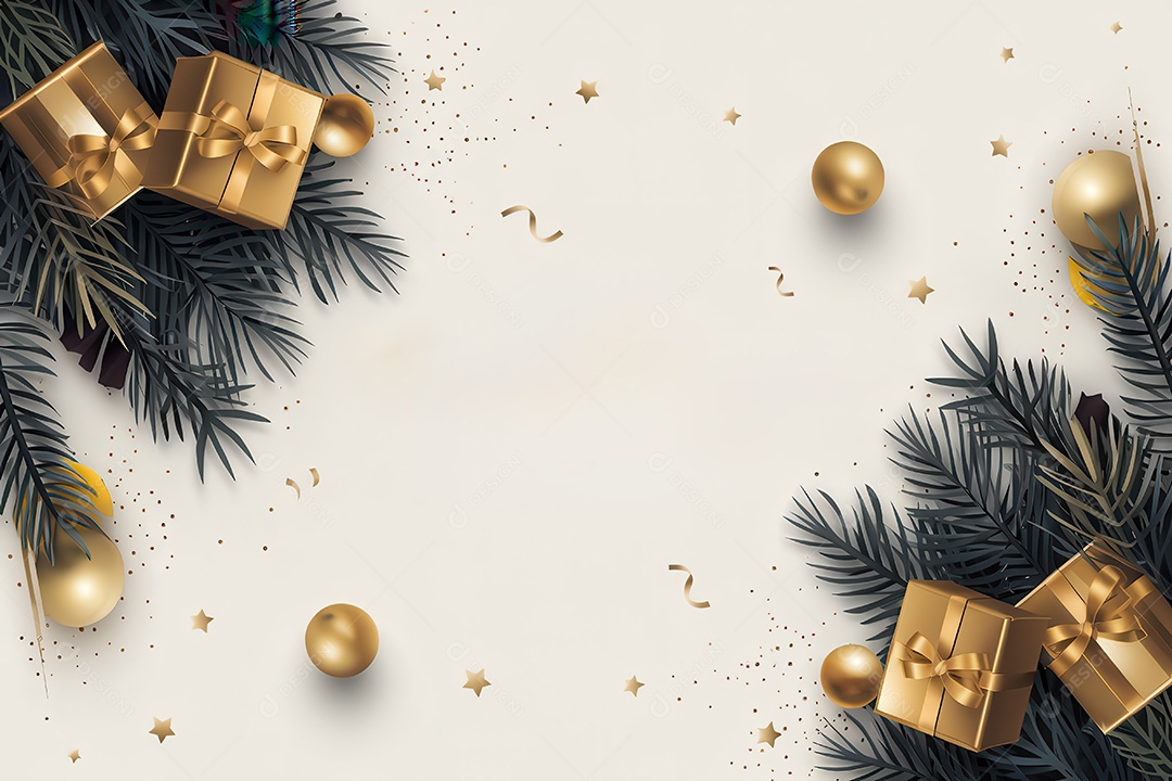 Background com enfeites natalinos para escrita de texto ano novo reveillon feliz natal.