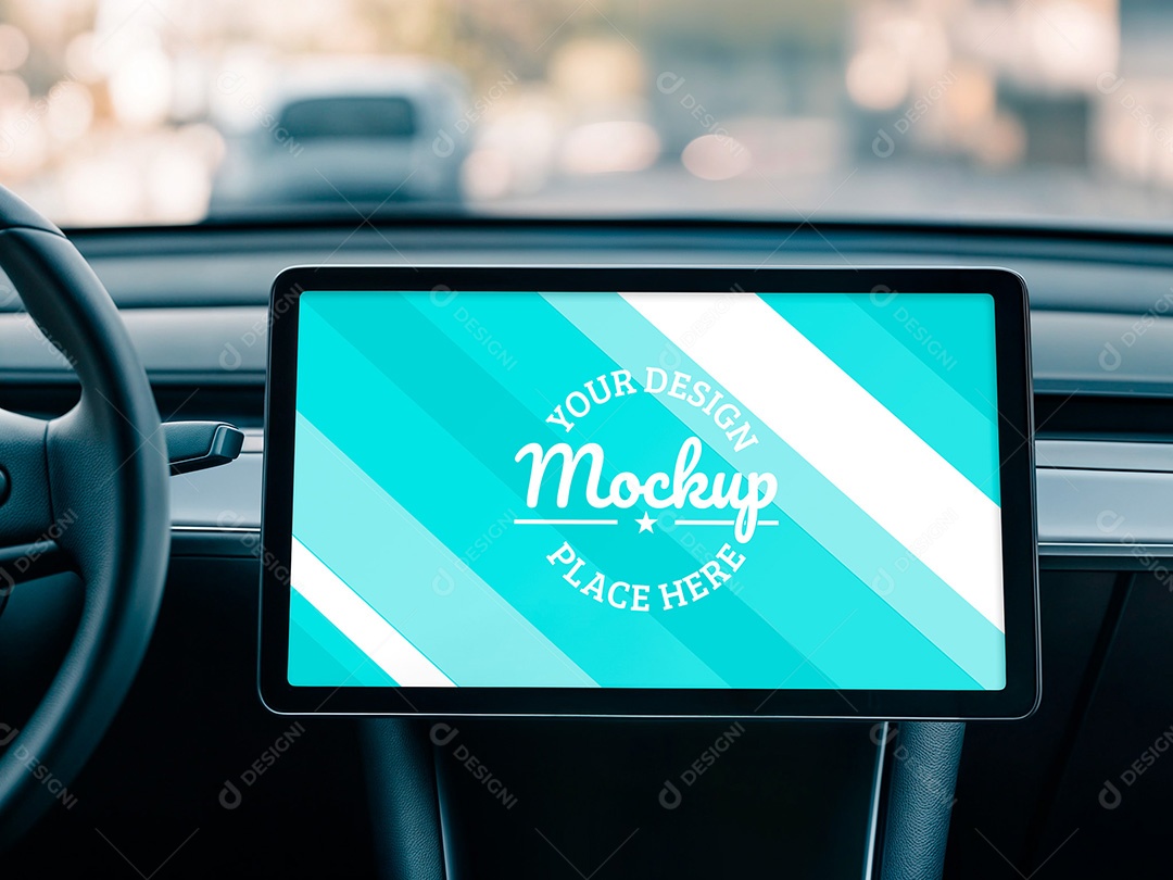 Tela Multimídia de Carro Mockup PSD Editável