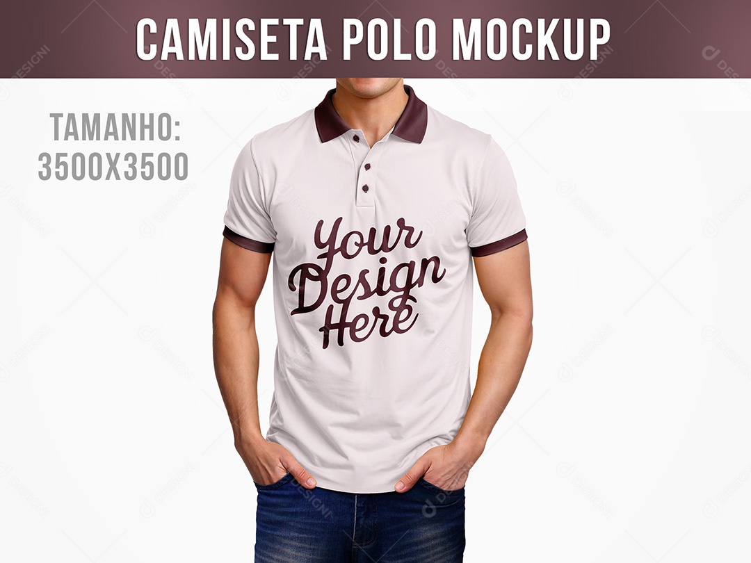 Camiseta Polo com Homem Mockup PSD Editável