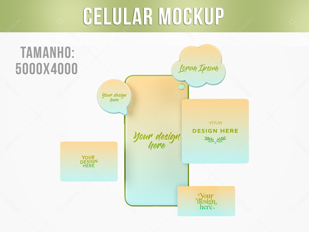 Celular com Alertas de Notificação Mockup PSD Editável