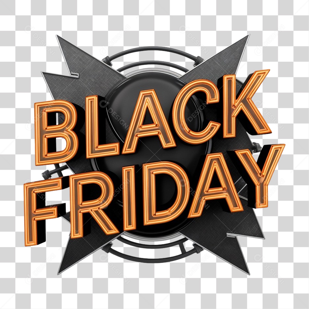 Selo 3D Black Friday para Composição PNG Transparente