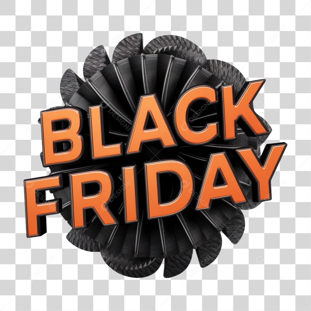 Selo 3D Black Friday para Composição PNG Transparente