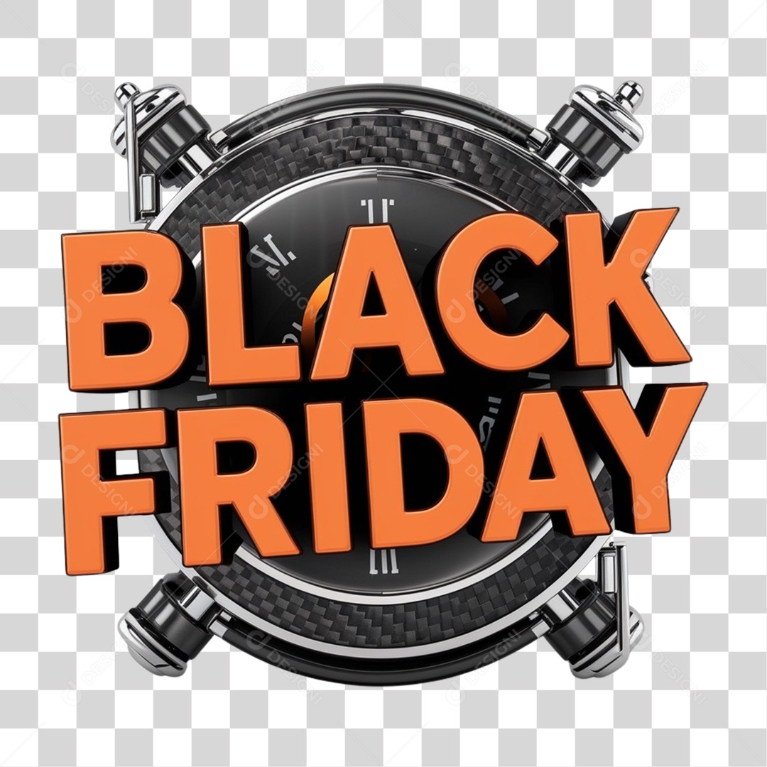 Selo 3D Black Friday para Composição PNG Transparente