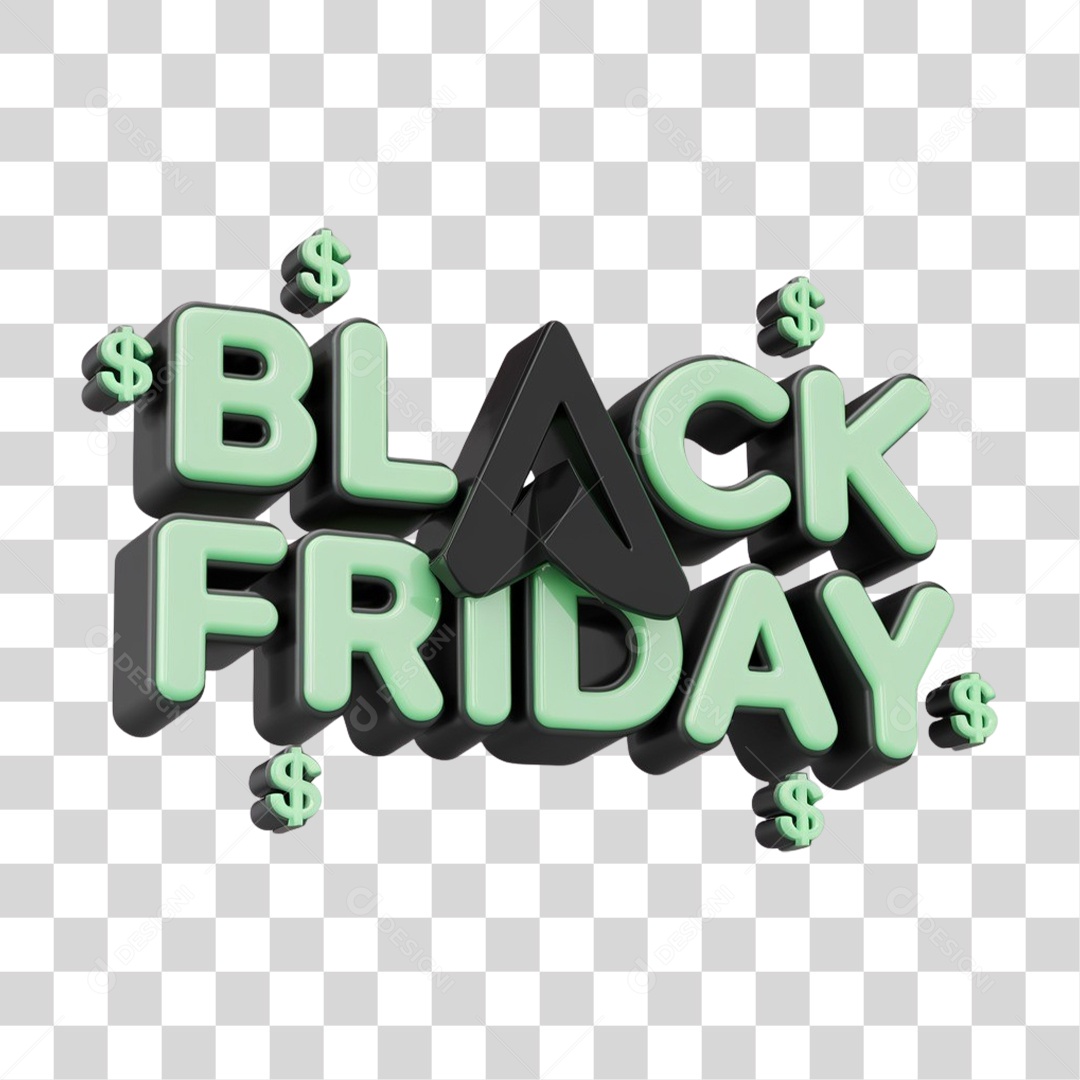 Selo 3D Black Friday para Composição PNG Transparente