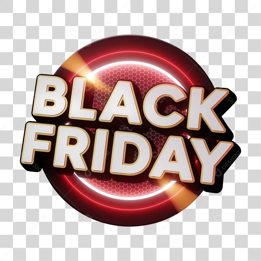 Selo 3D Black Friday para Composição PNG Transparente