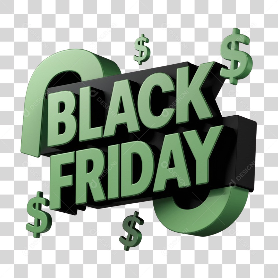 Selo 3D Black Friday para Composição PNG Transparente