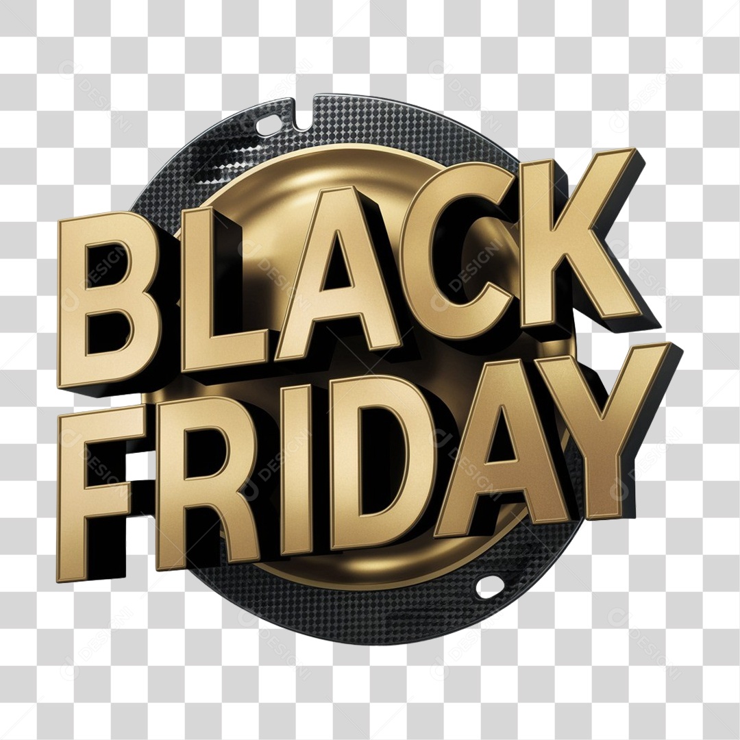 Selo 3D Black Friday para Composição PNG Transparente