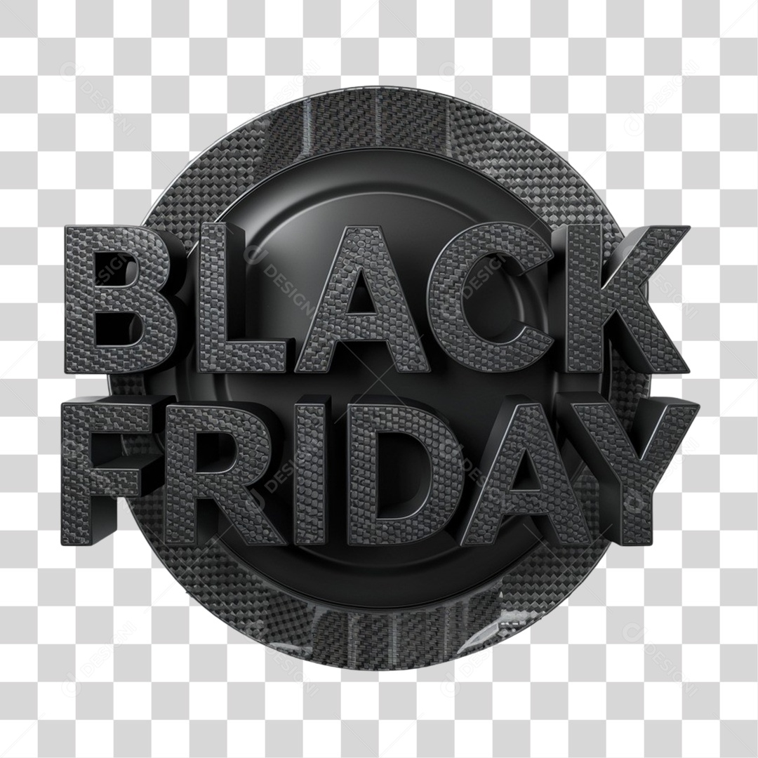 Selo 3D Black Friday para Composição PNG Transparente