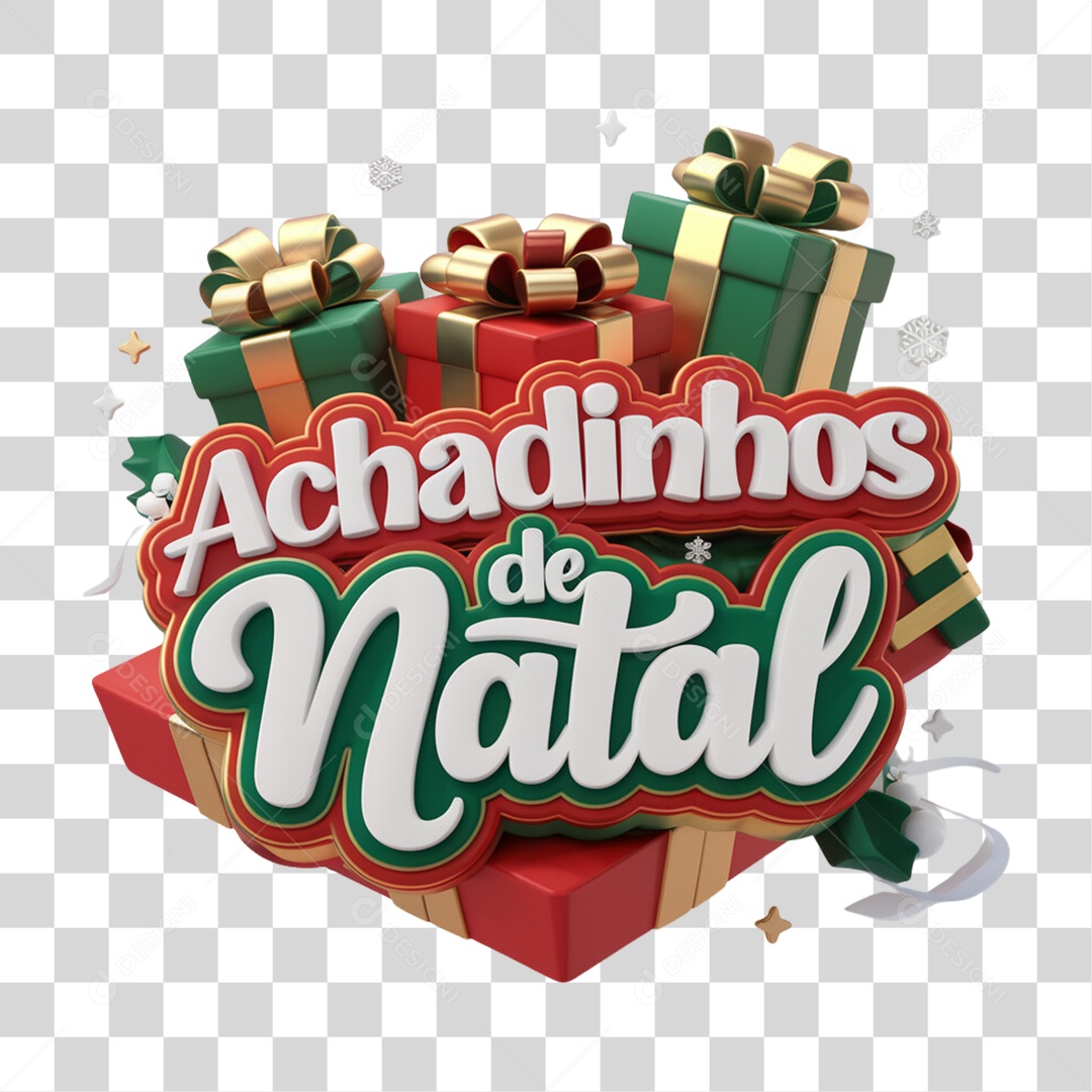 Selo 3D Achadinhos de Natal PNG Transparente