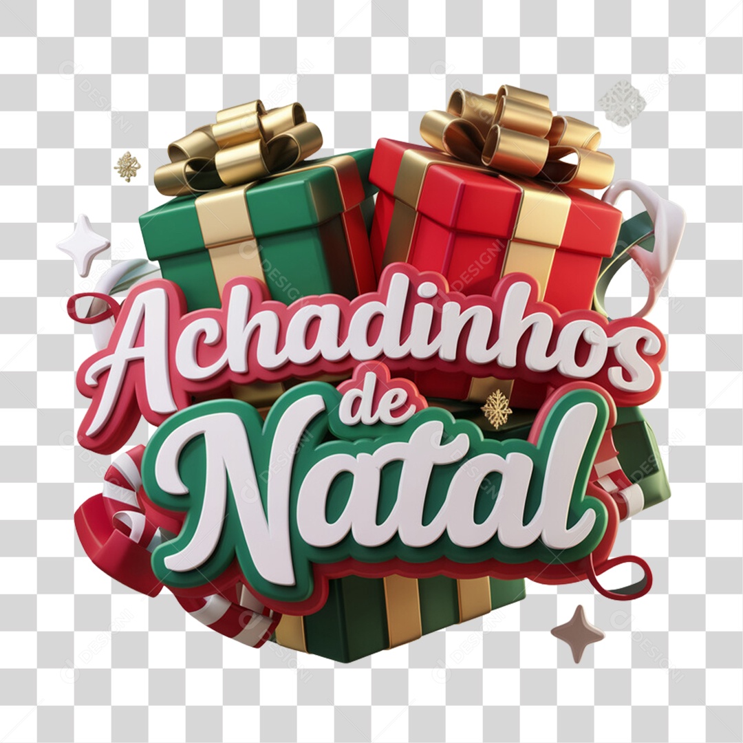 Selo 3D Achadinhos de  Natal PNG Transparente