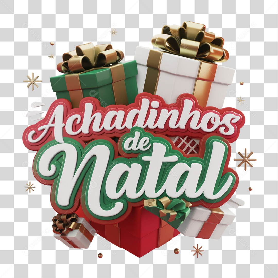 Selo 3D Achadinhos de Natal PNG Transparente