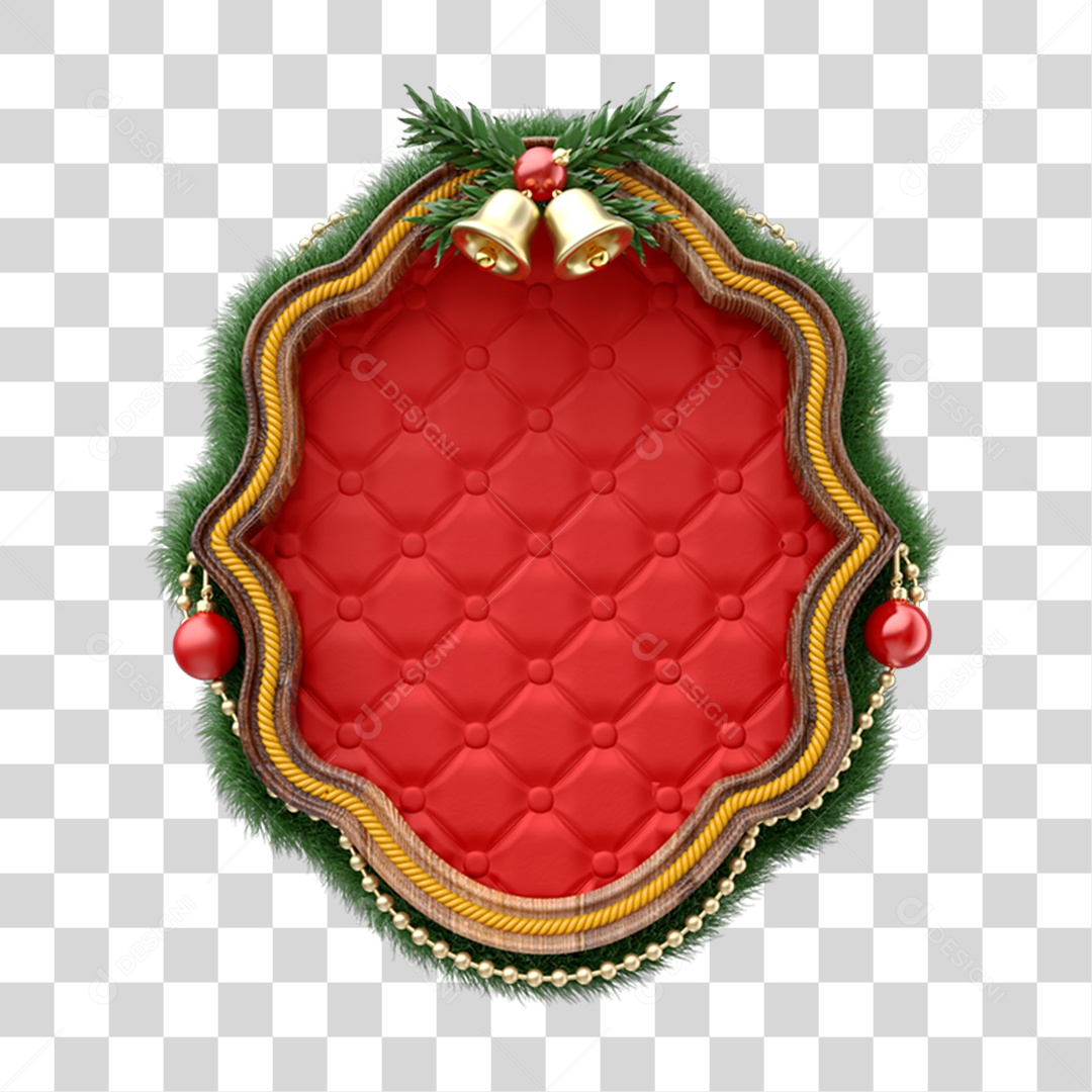 Elemento 3D Placa Enfeite de Natal PNG Transparente