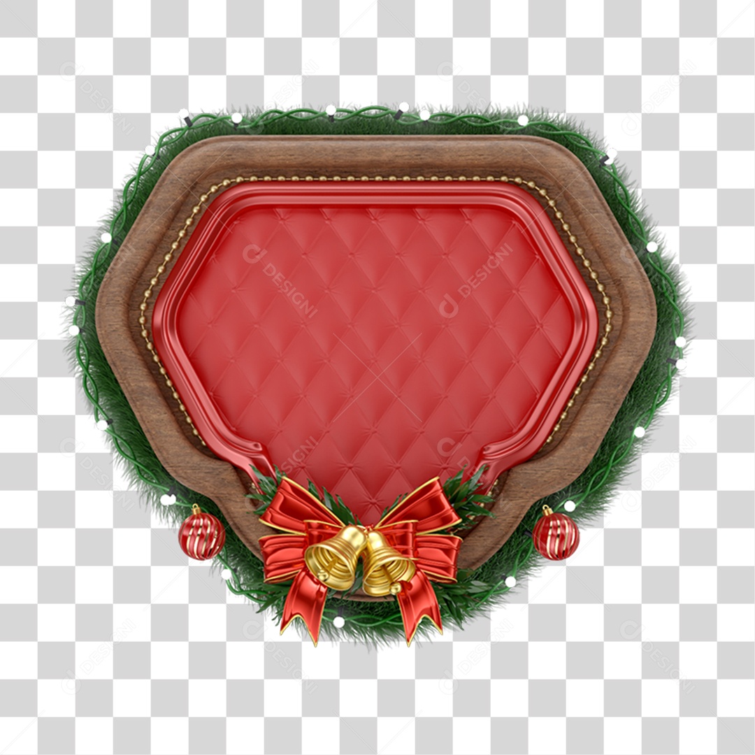 Elemento 3D Placa Enfeite de Natal PNG Transparente