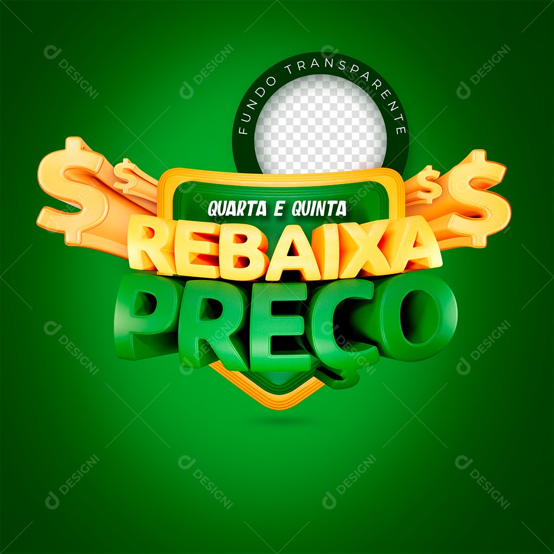 Preço Baixo Selo 3D Preto e Amarelo para Composição PSD