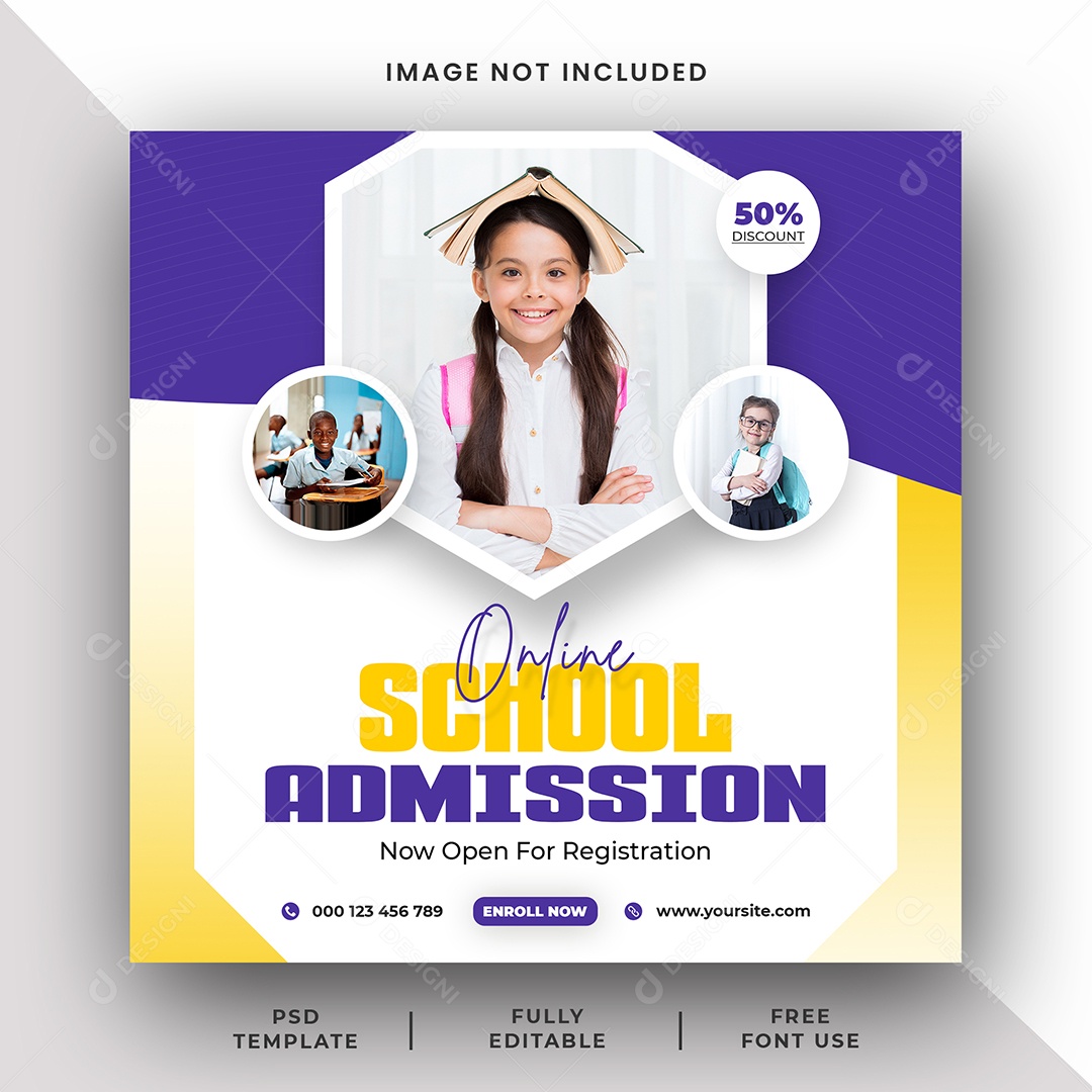 Escola De Admissão Online Social Media PSD Editável