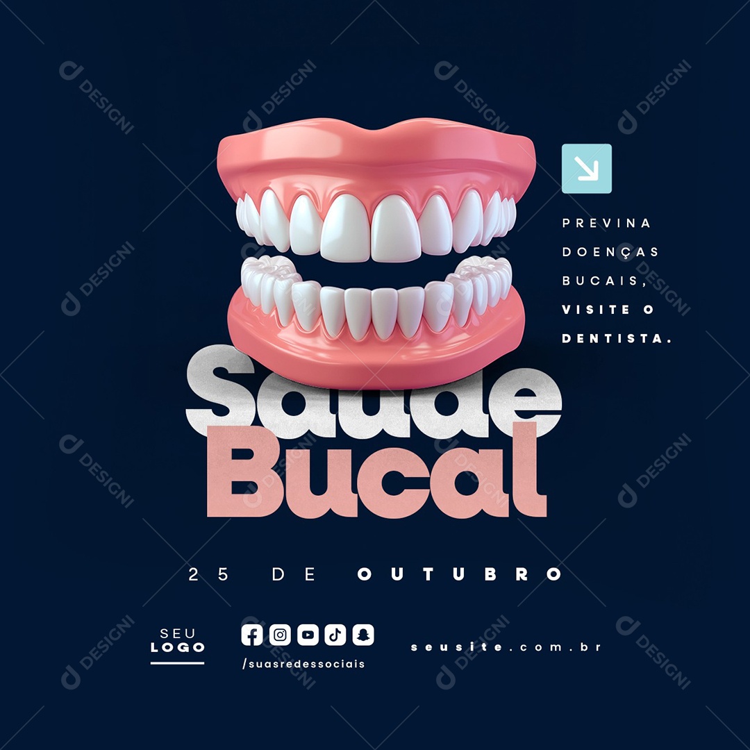 Dia Nacional da Saúde Bucal 25 de Outubro Social Media PSD Editável