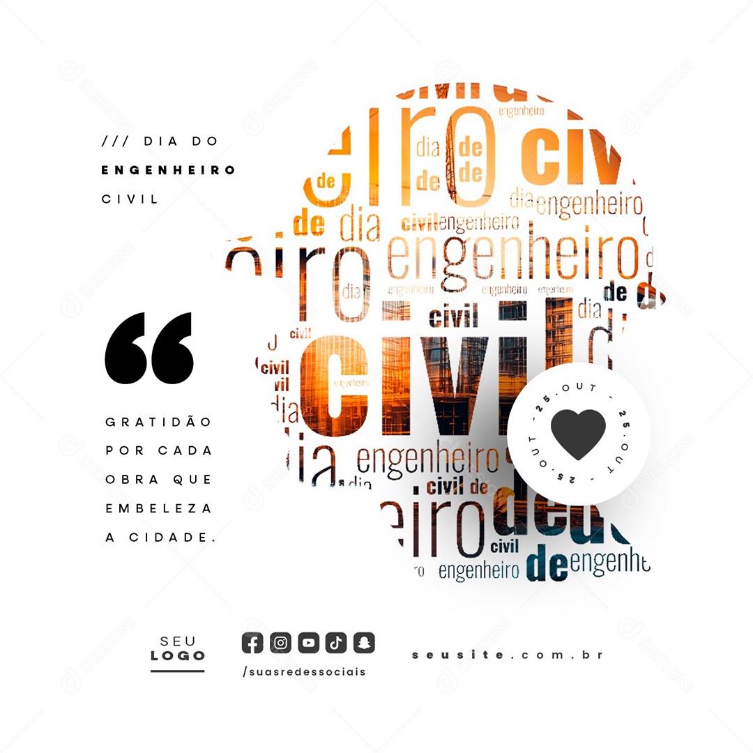 Dia do Engenheiro Civil 25 de Outubro Social Media PSD Editável