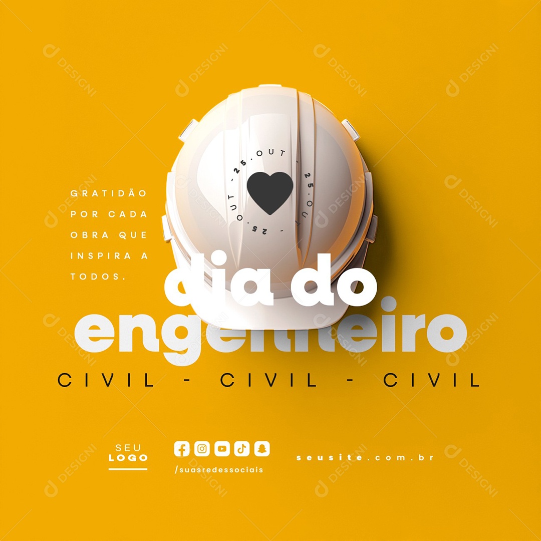 Dia do Engenheiro Civil 25 de Outubro Social Media PSD Editável