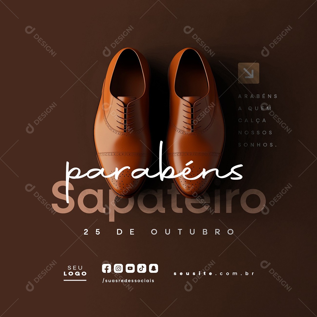 Dia do Sapateiro 25 de Outubro Parabéns Social Media PSD Editável
