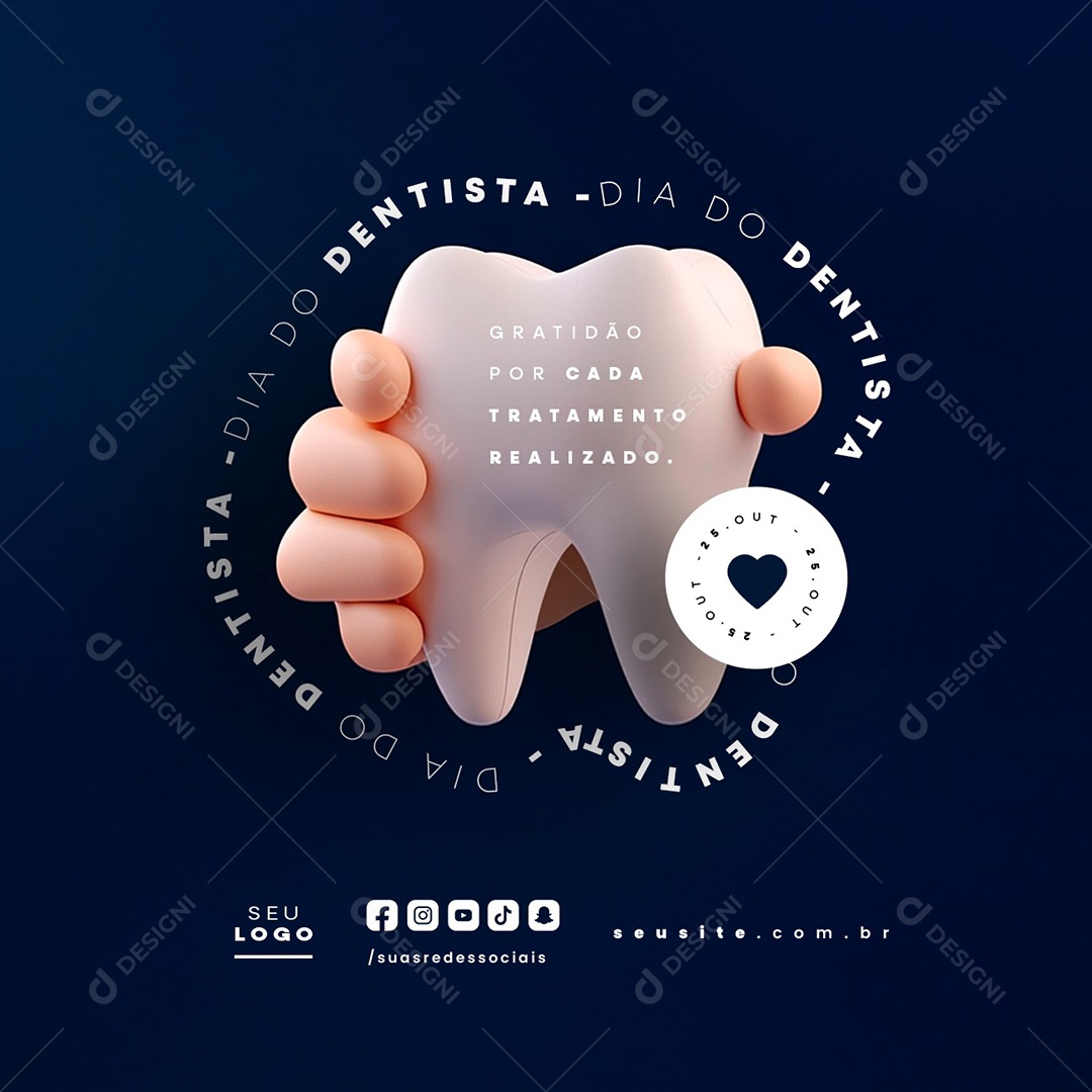 Dia do Dentista 25 de Outubro Gratidão Social Media PSD Editável