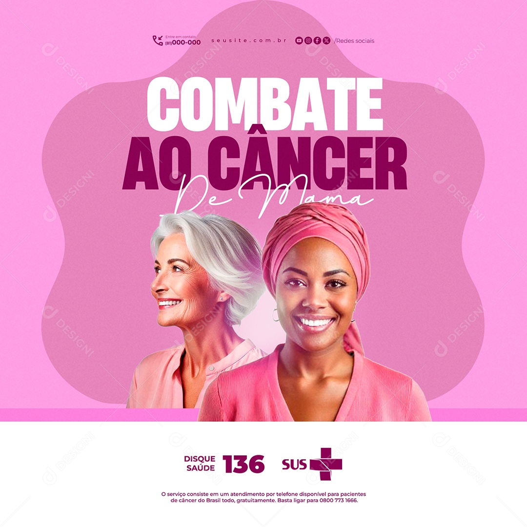 Outubro Rosa Combate Ao Câncer Social Media PSD Editável